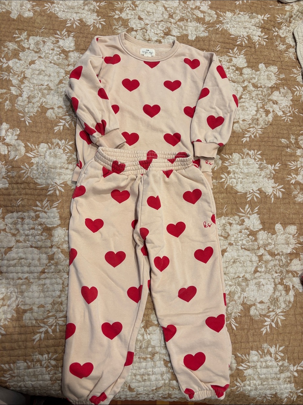 Konges Slojd Kids Heart Print Sweat Set Sz 4